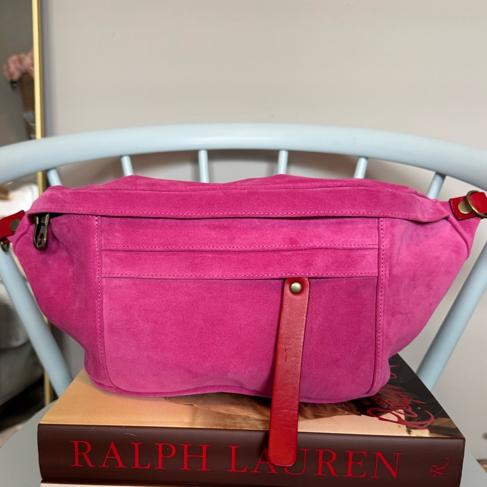 PARKER THATCH CROSS YOUR HEART SLING PINK SUEDE RED LEATHER NEW!!